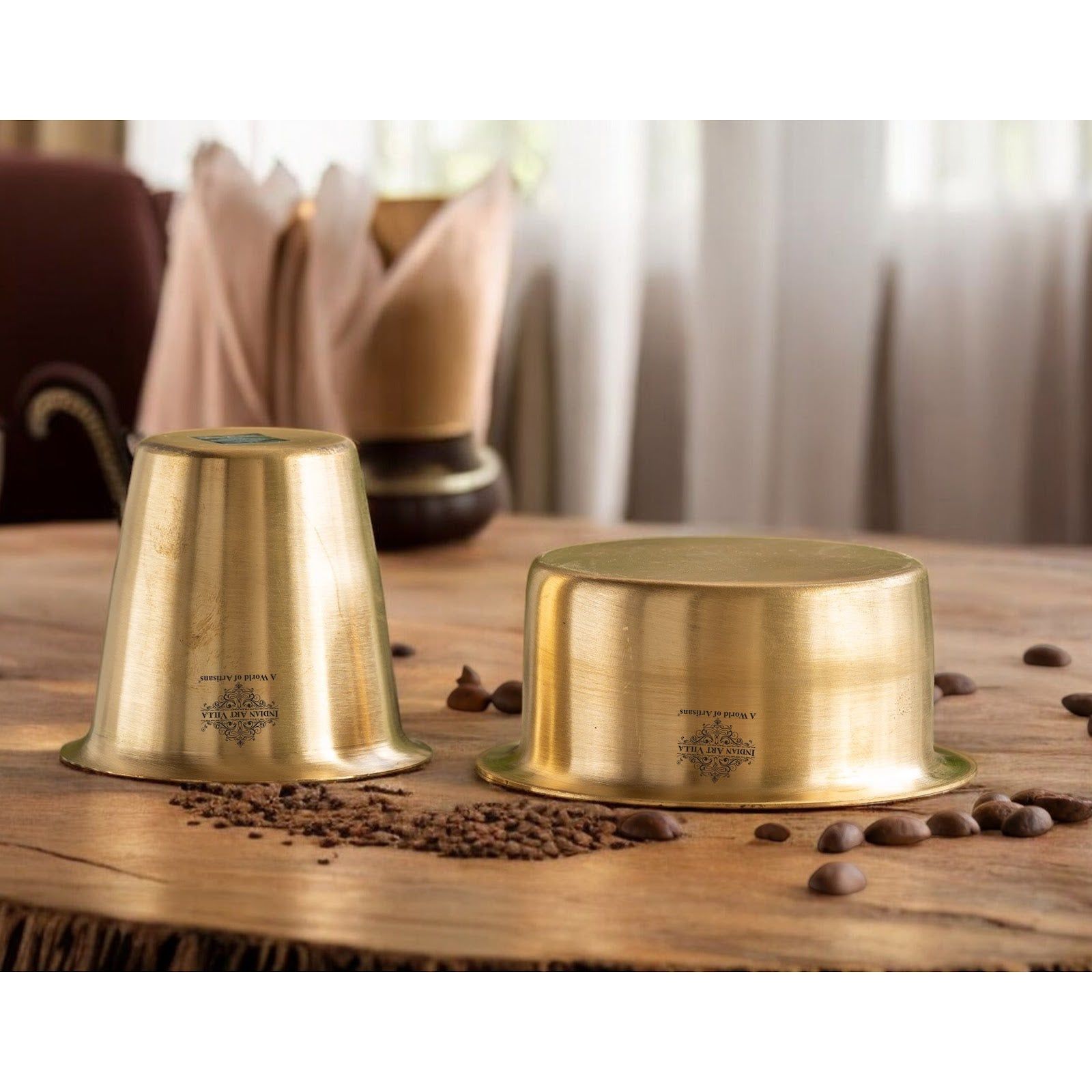 Pure Brass Dabra Set With 290 ML Capacity - Matte Finish